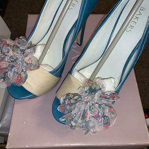 Blue Platform Heels w/ Bow